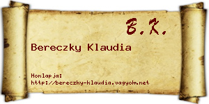 Bereczky Klaudia névjegykártya